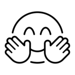 Smiley mit einladenden Händen links und rechts