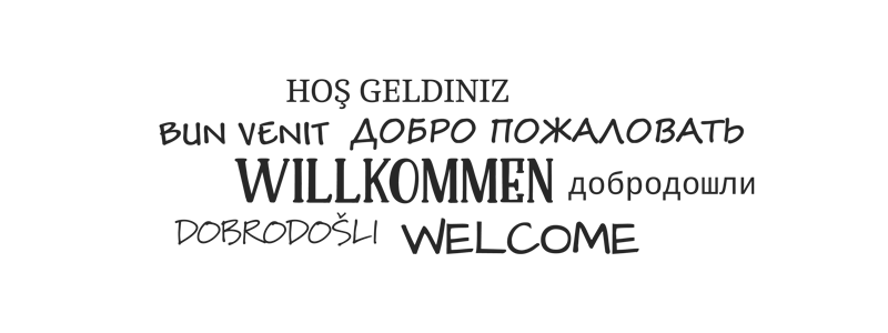 Willkommen in verschiedenen Sprachen geschrieben